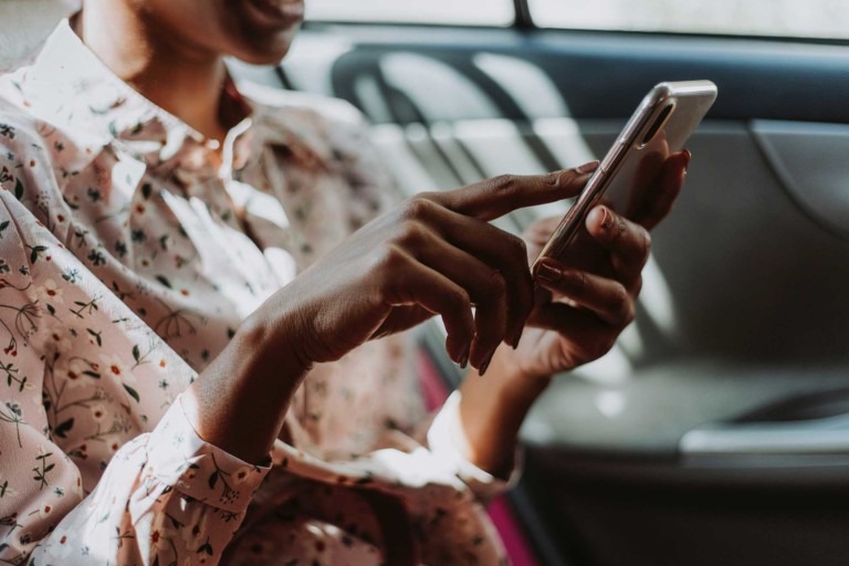 A woman using a smartphone