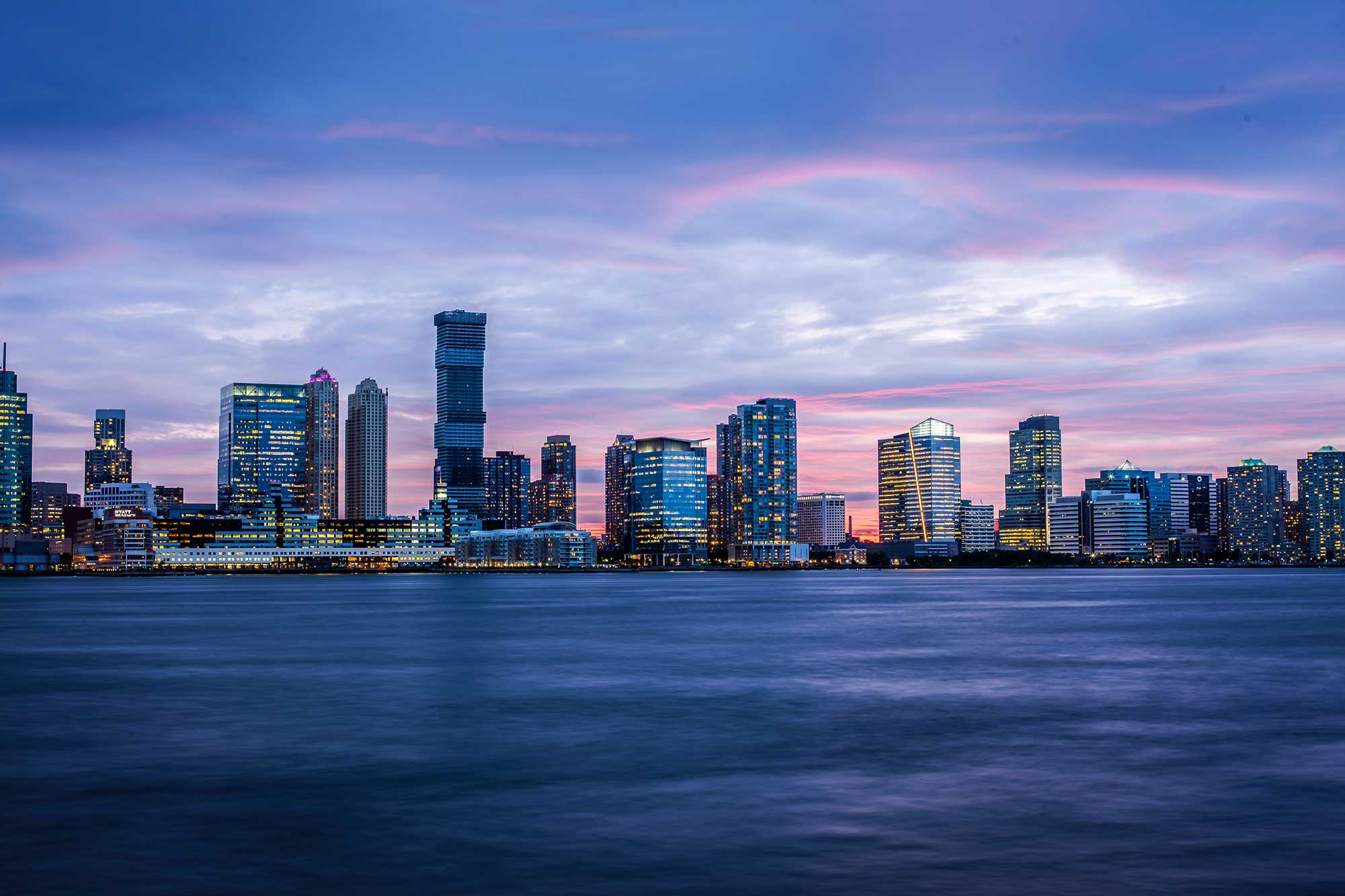 View of water with city in the background