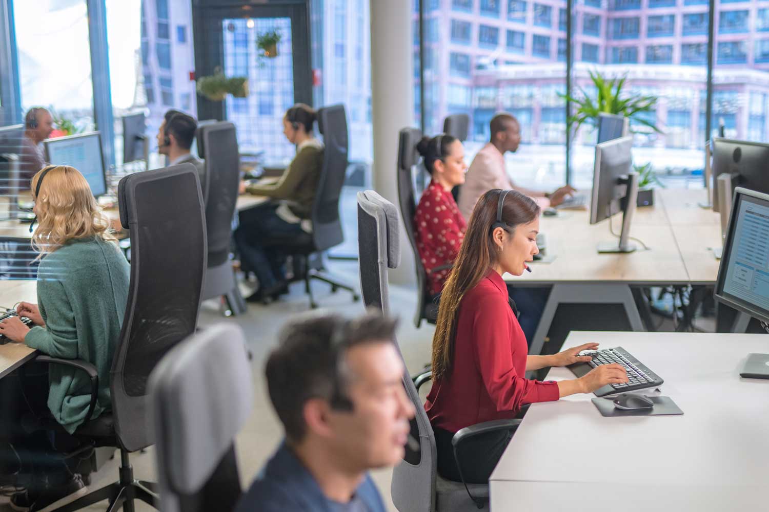 Employees working in a call centre