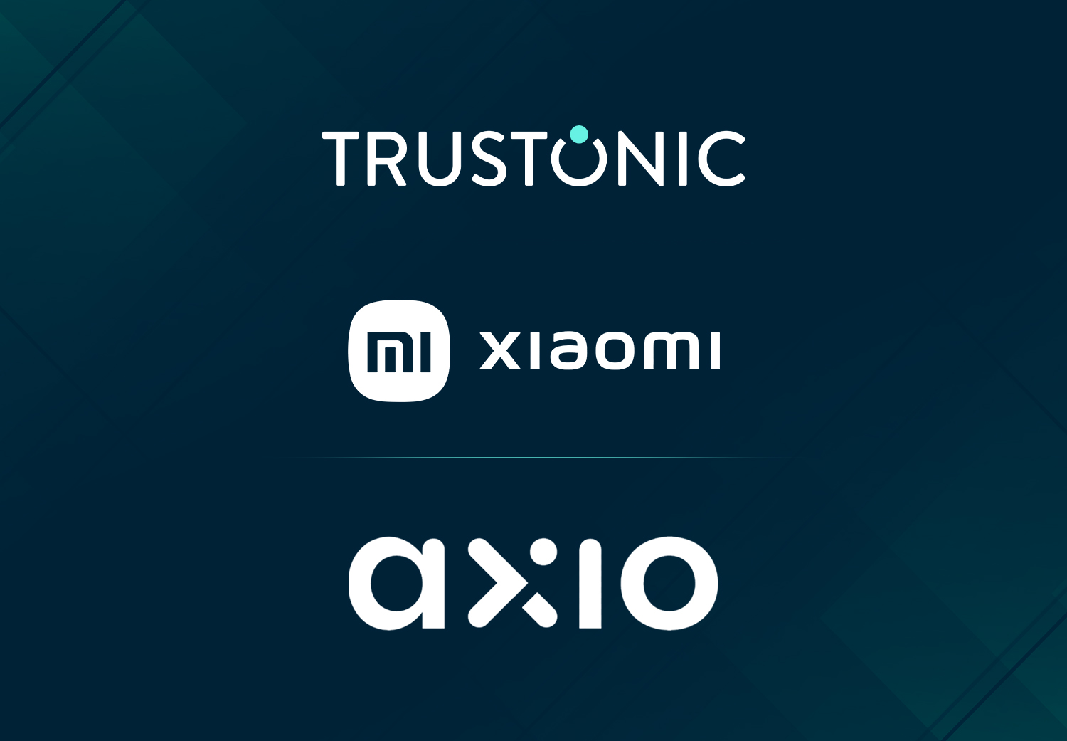 Trustonic, Xiaomi and Axio logos